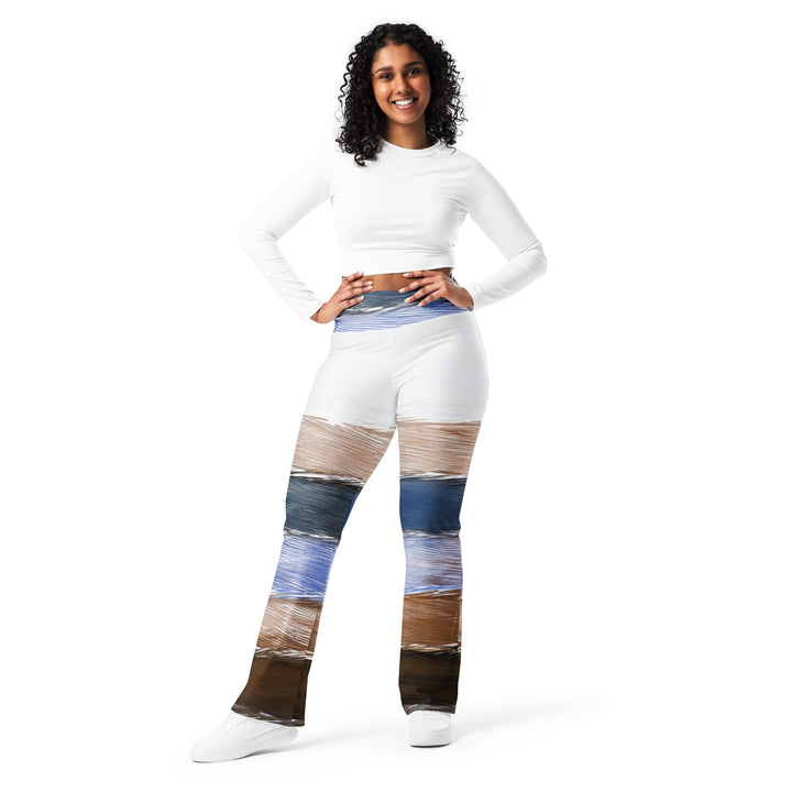 Womens Flare Leggings - Rustic Hues Pattern