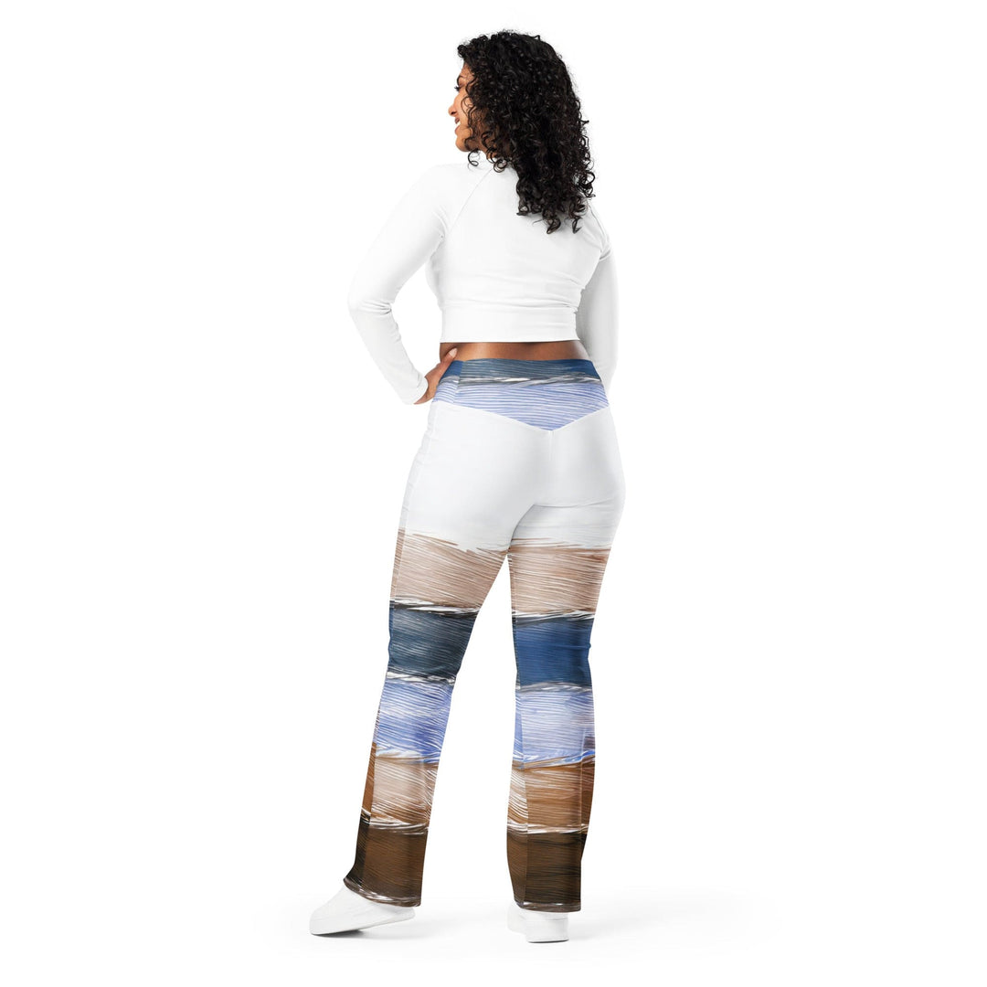 Womens Flare Leggings - Rustic Hues Pattern