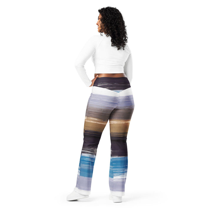 Womens Flare Leggings - Rustic Purple Brown Design