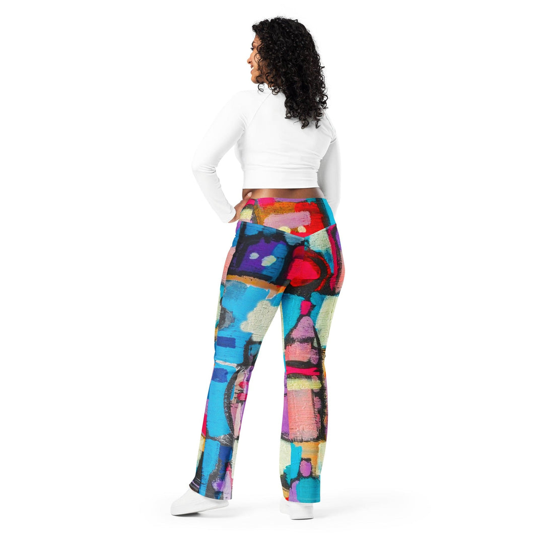 Womens Flare Leggings - Sutileza Smooth Colorful Abstract Print