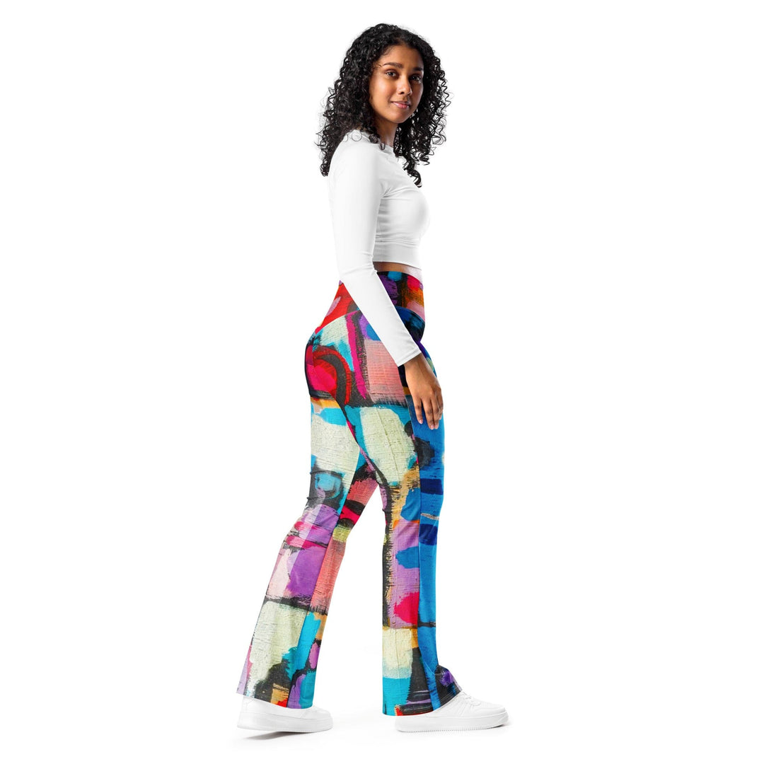 Womens Flare Leggings - Sutileza Smooth Colorful Abstract Print