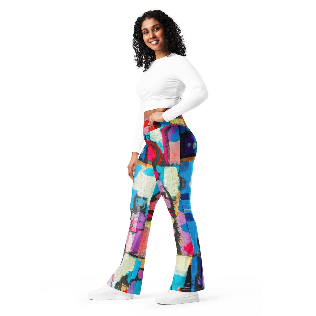 Womens Flare Leggings - Sutileza Smooth Colorful Abstract Print