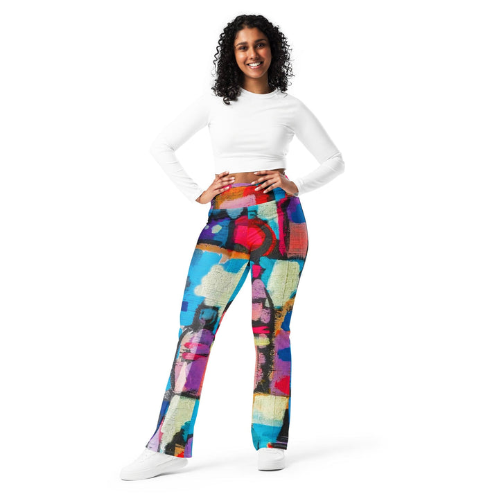 Womens Flare Leggings - Sutileza Smooth Colorful Abstract Print