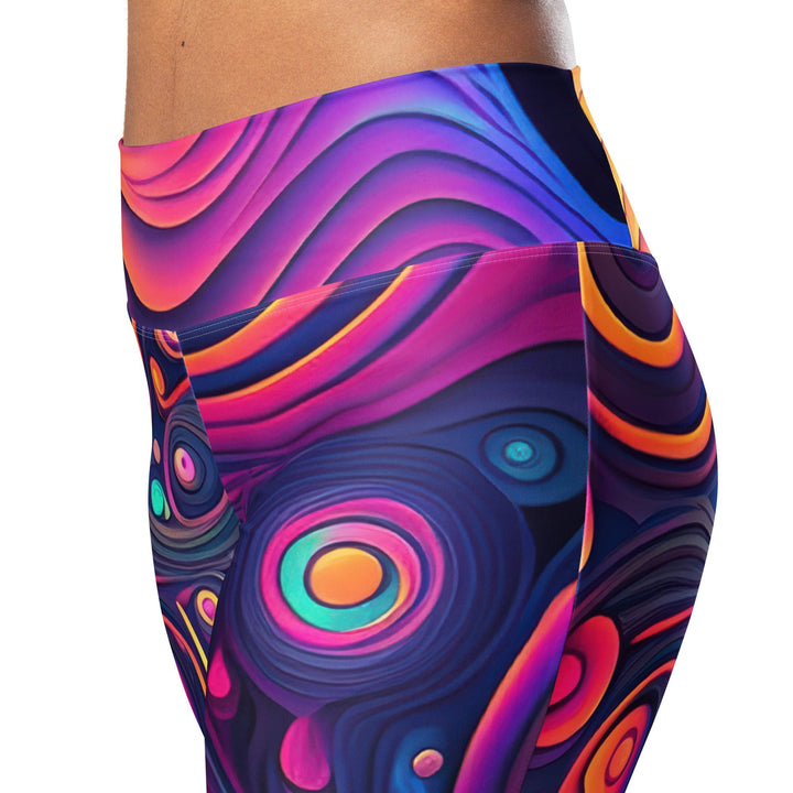 Womens Flare Leggings - Vibrant Psychedelic Kaleidoscope Boho Print