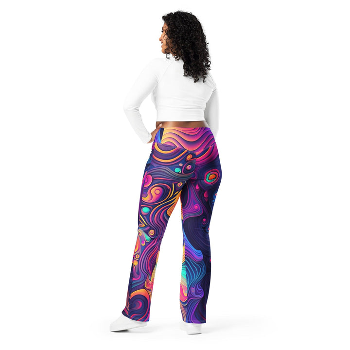 Womens Flare Leggings - Vibrant Psychedelic Kaleidoscope Boho Print