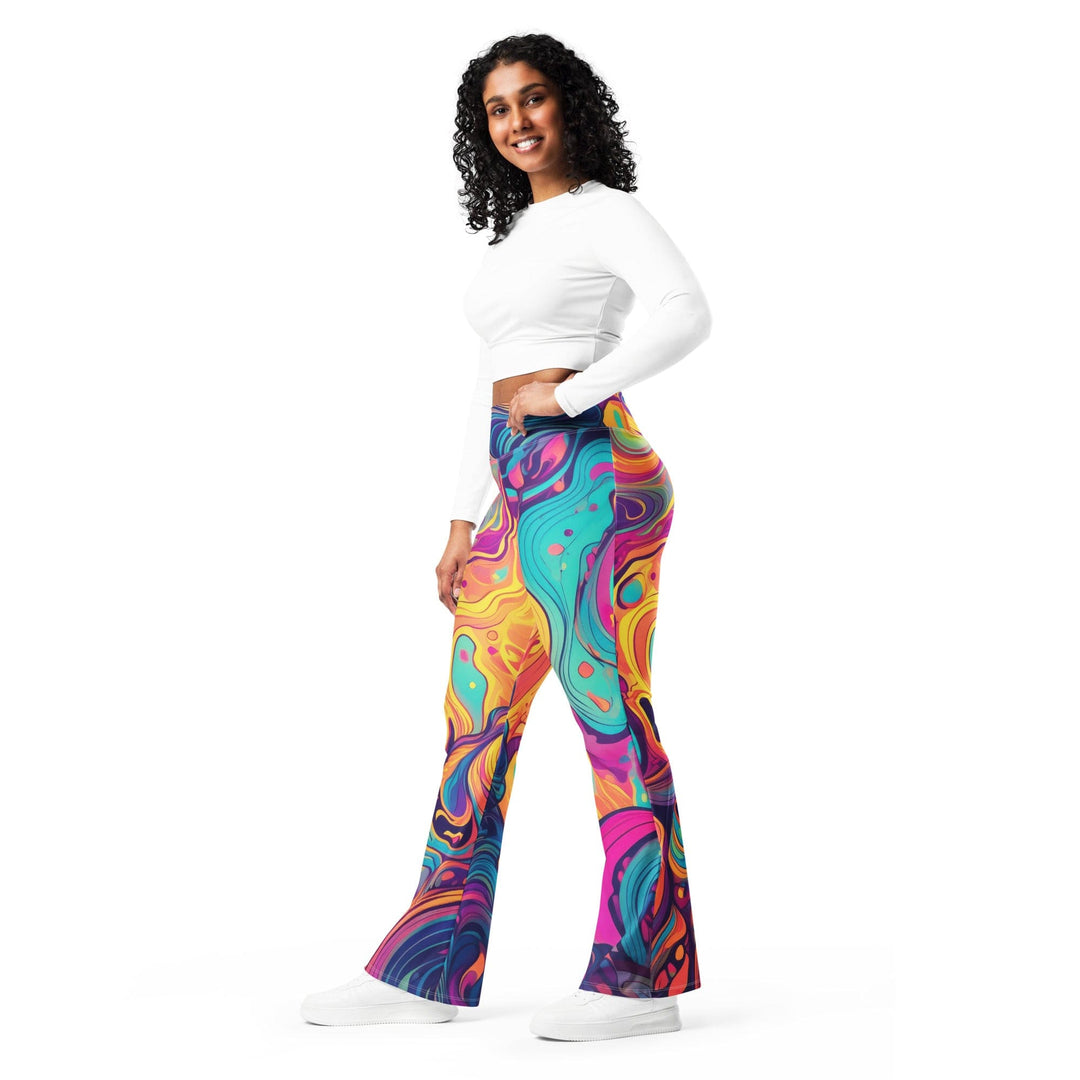 Womens Flare Leggings - Vibrant Psychedelic Kaleidoscope Boho Print 3