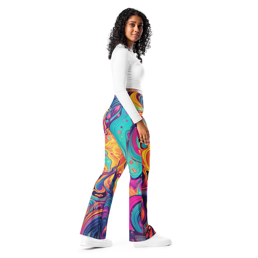 Womens Flare Leggings - Vibrant Psychedelic Kaleidoscope Boho Print 3