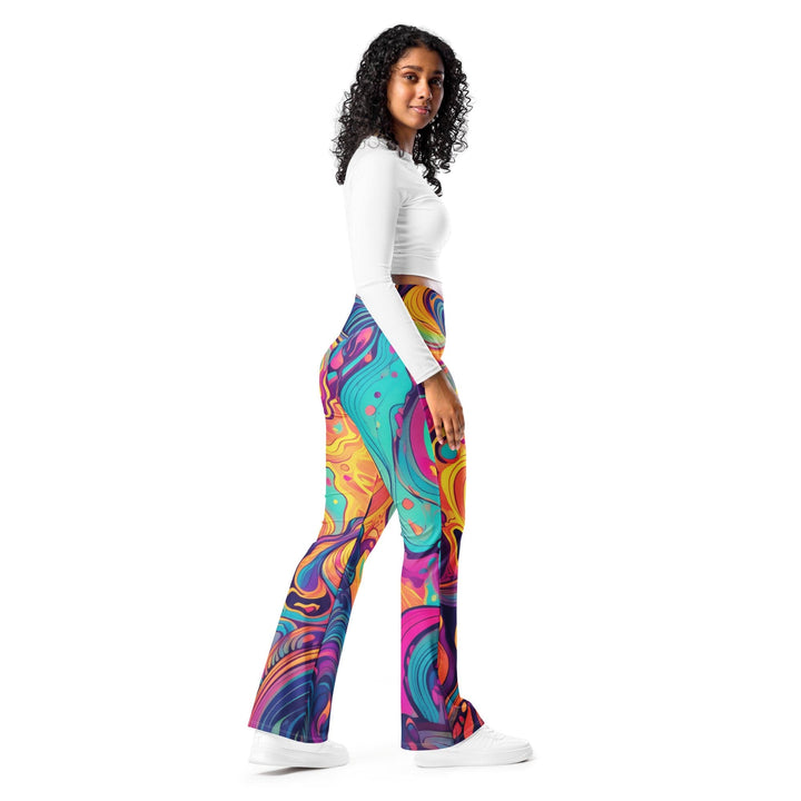 Womens Flare Leggings - Vibrant Psychedelic Kaleidoscope Boho Print 3