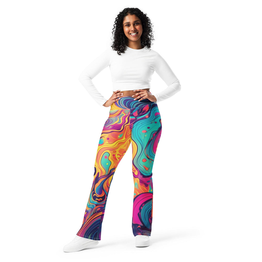 Womens Flare Leggings - Vibrant Psychedelic Kaleidoscope Boho Print 3