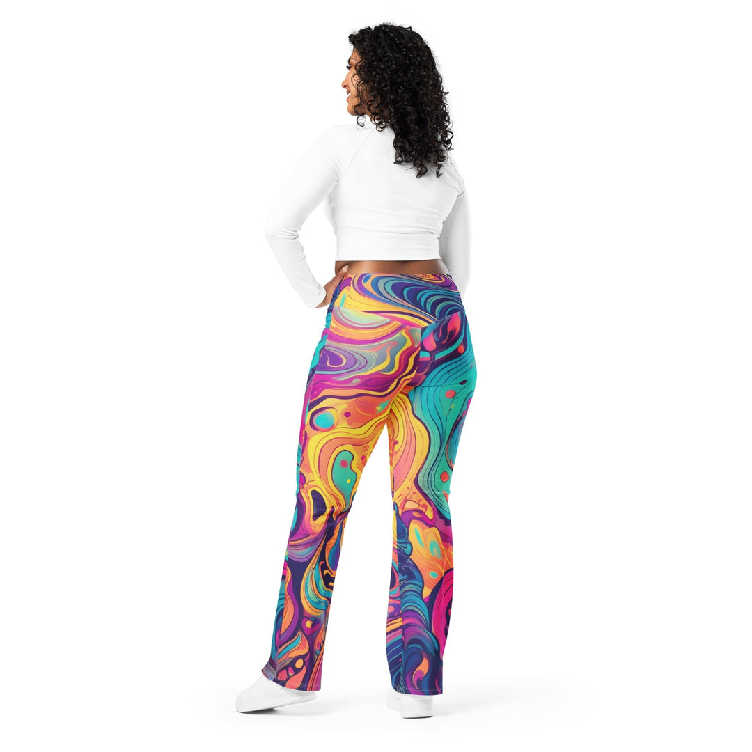 Womens Flare Leggings - Vibrant Psychedelic Kaleidoscope Boho Print 3