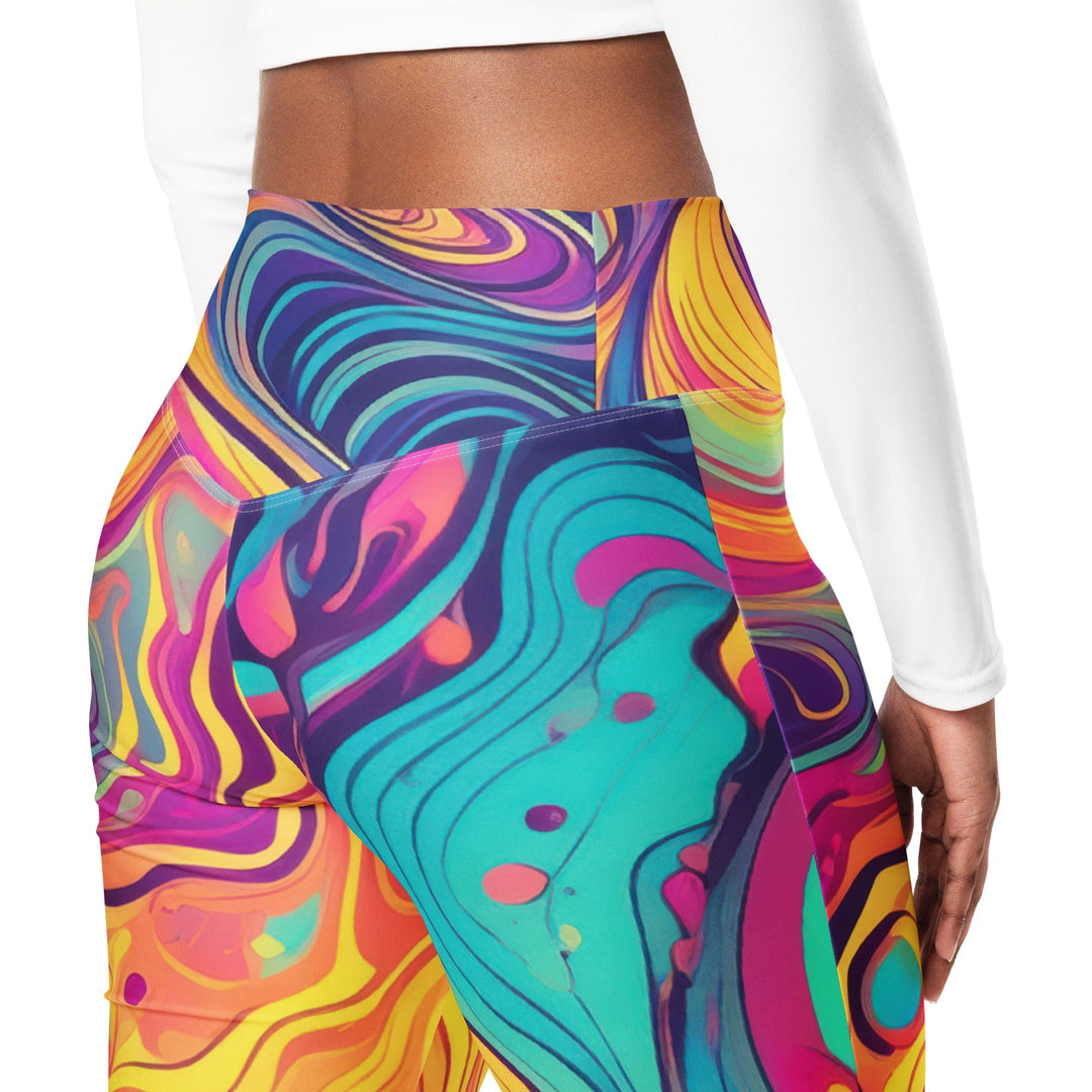 Womens Flare Leggings - Vibrant Psychedelic Kaleidoscope Boho Print 3