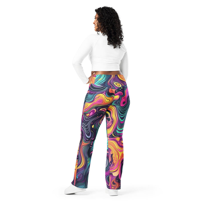 Womens Flare Leggings - Vibrant Psychedelic Kaleidoscope Boho Print