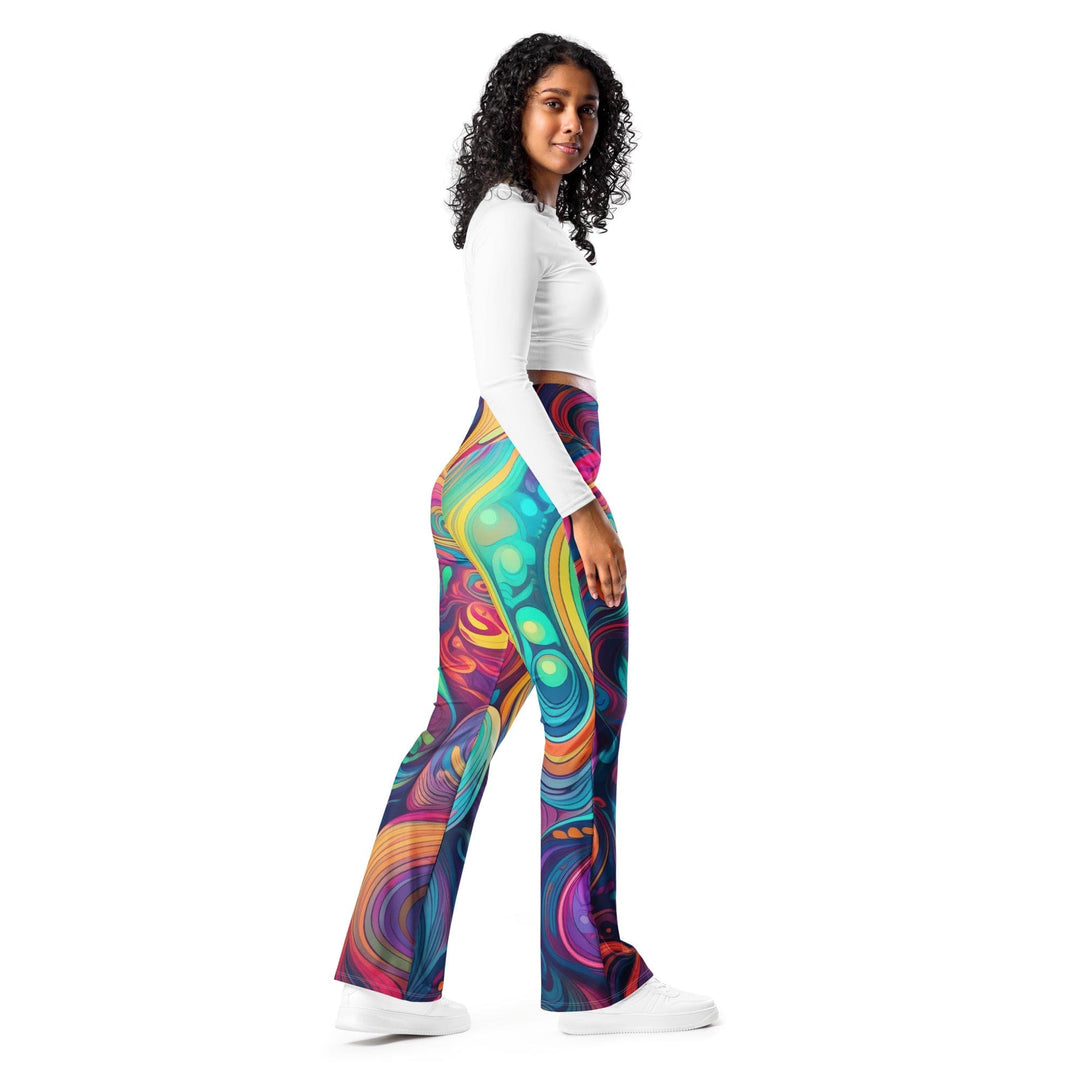 Womens Flare Leggings - Vibrant Psychedelic Rave Pattern -kaleidoscope