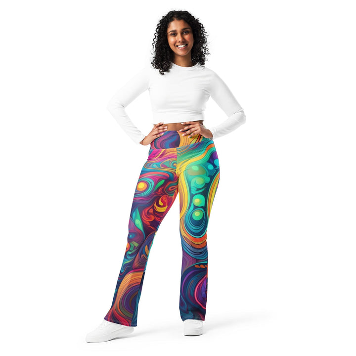 Womens Flare Leggings - Vibrant Psychedelic Rave Pattern -kaleidoscope