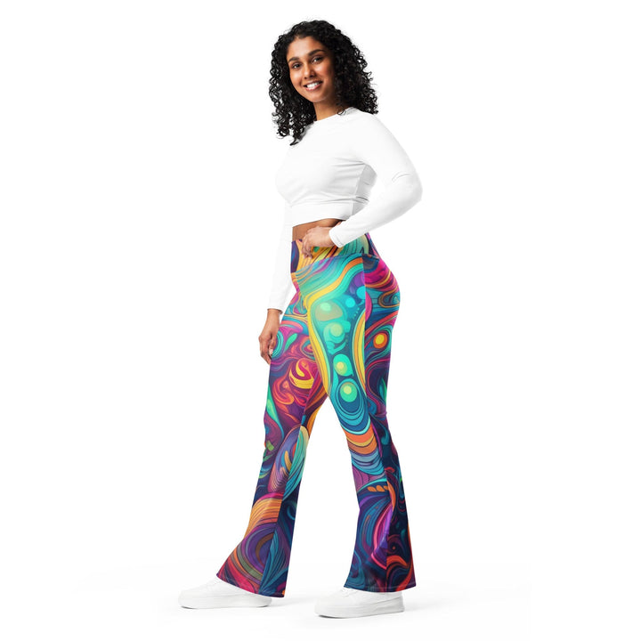 Womens Flare Leggings - Vibrant Psychedelic Rave Pattern -kaleidoscope