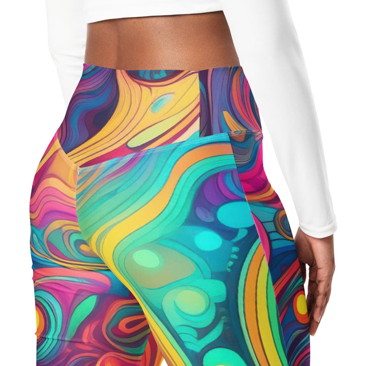 Womens Flare Leggings - Vibrant Psychedelic Rave Pattern -kaleidoscope
