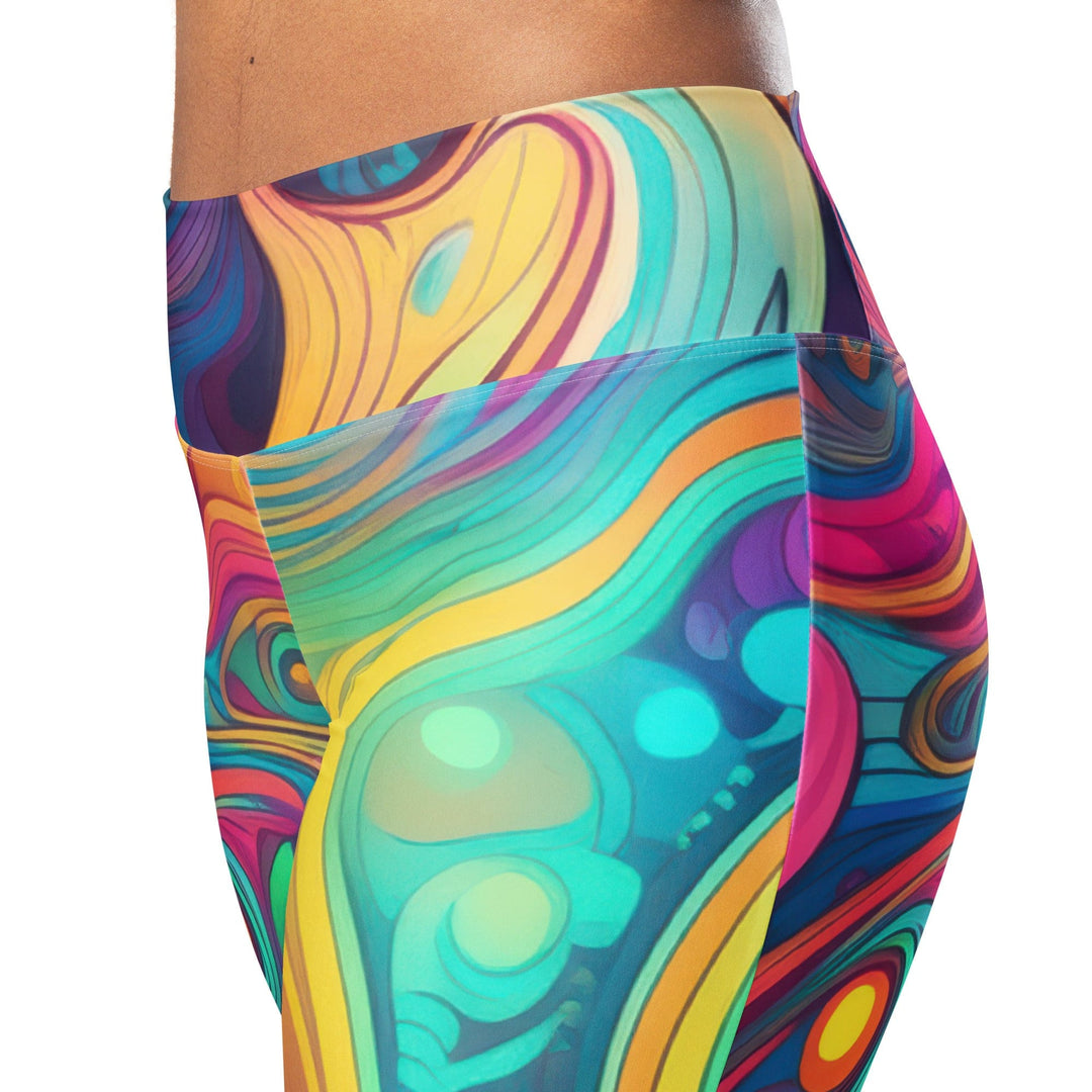 Womens Flare Leggings - Vibrant Psychedelic Rave Pattern -kaleidoscope