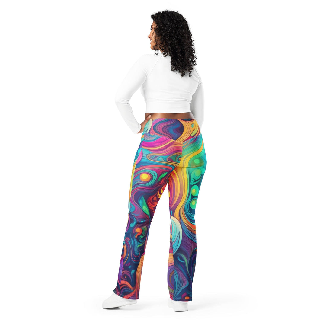 Womens Flare Leggings - Vibrant Psychedelic Rave Pattern -kaleidoscope