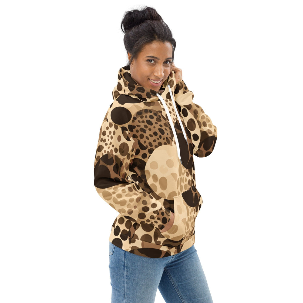 Womens Graphic Hoodie Beige Brown Spotted Print