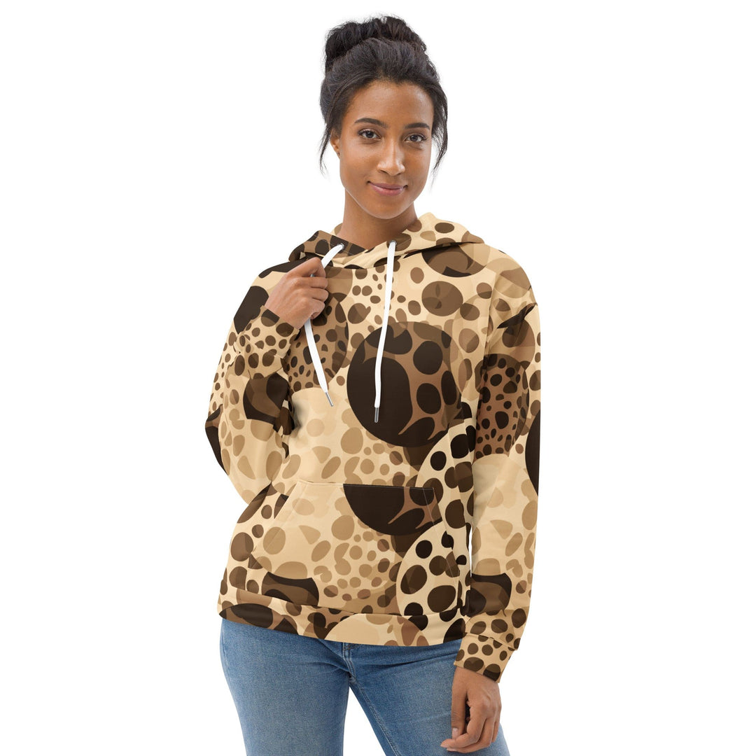 Womens Graphic Hoodie Beige Brown Spotted Print