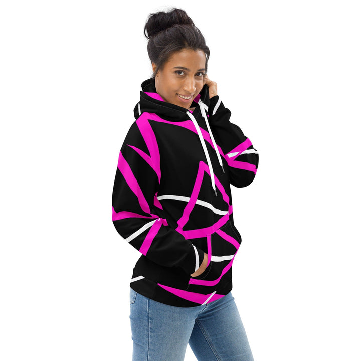 Womens Graphic Hoodie Black and Pink Pattern 2