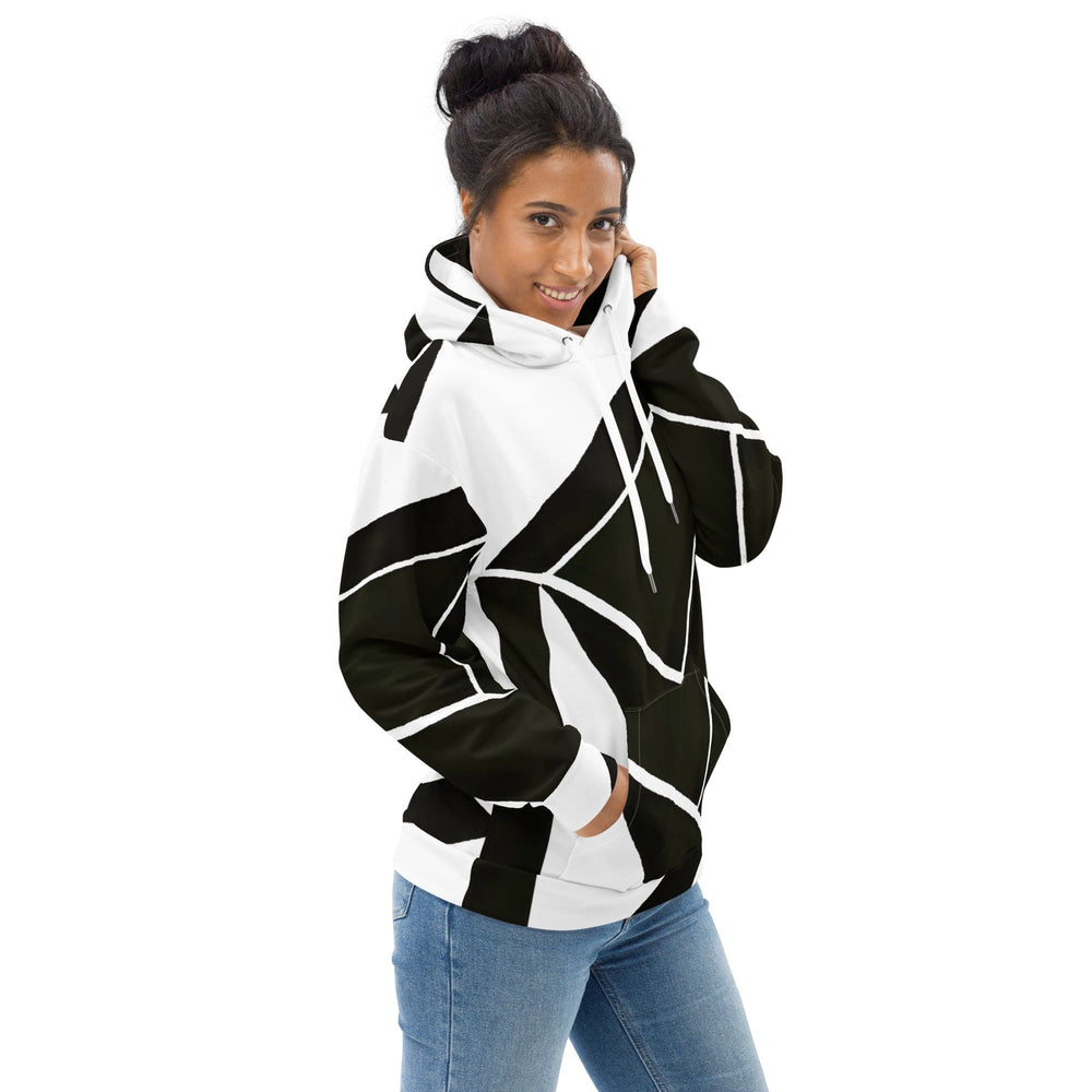 Womens Graphic Hoodie Black and White Geometric Pattern