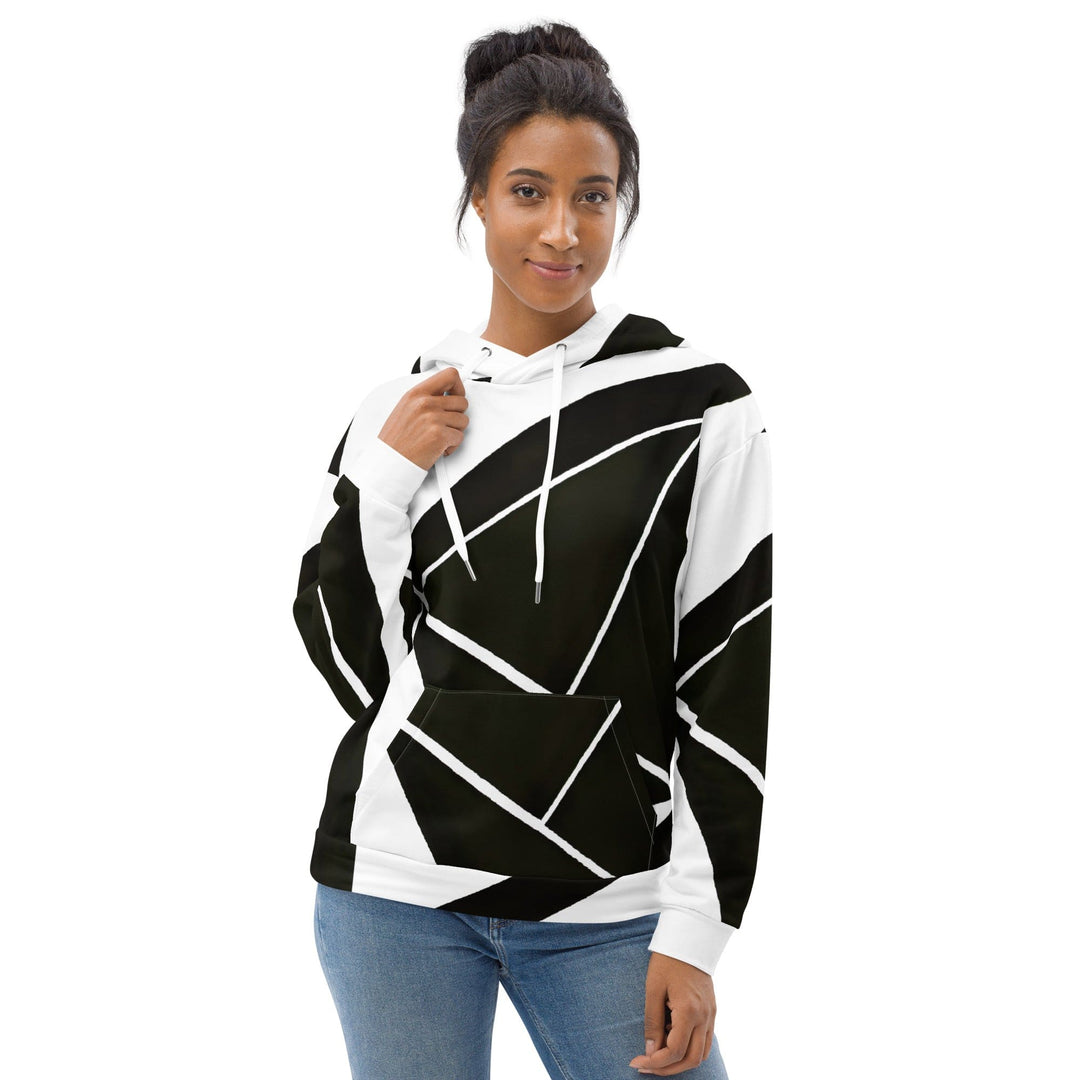 Womens Graphic Hoodie Black and White Geometric Pattern