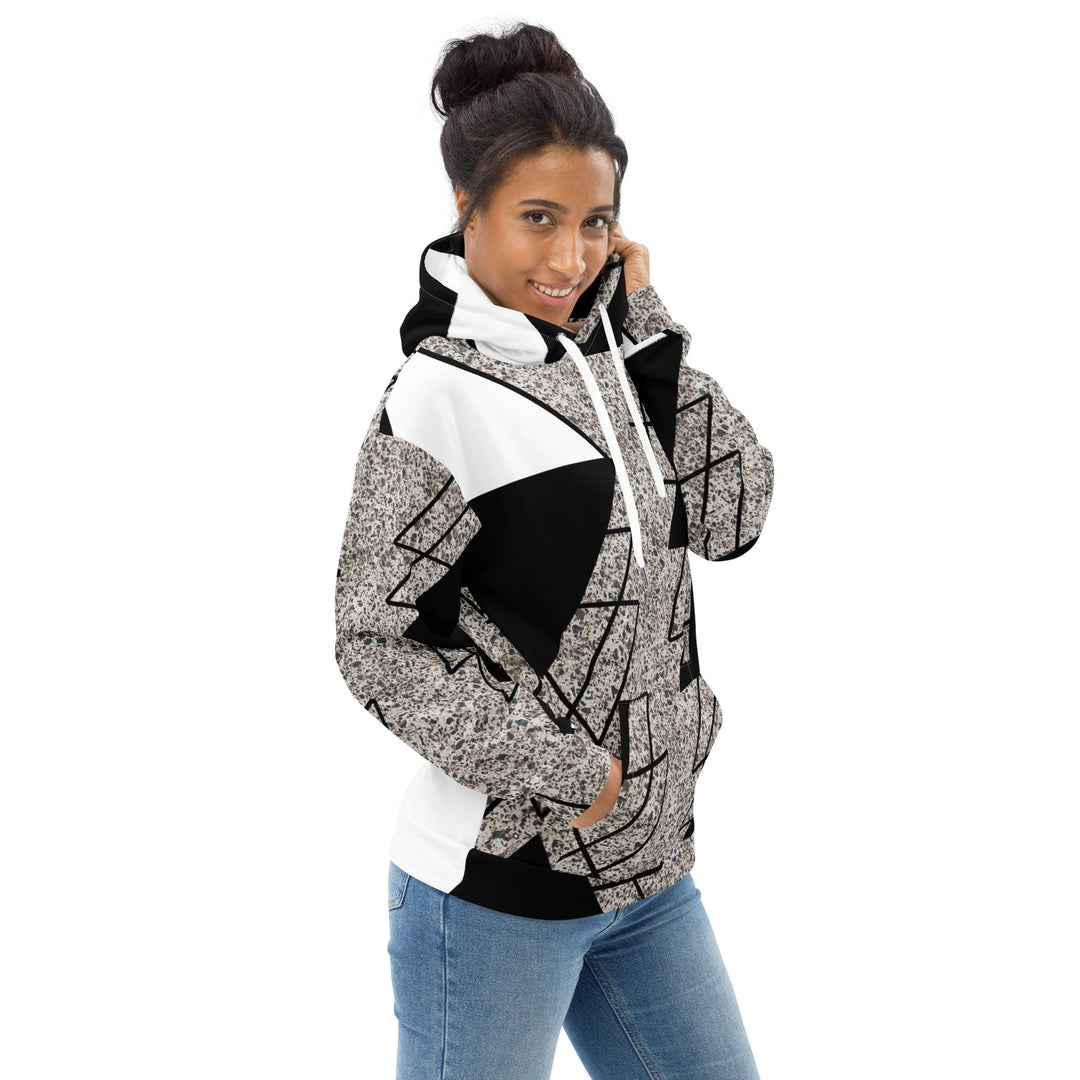 Womens Graphic Hoodie Black and White Triangular Colorblock