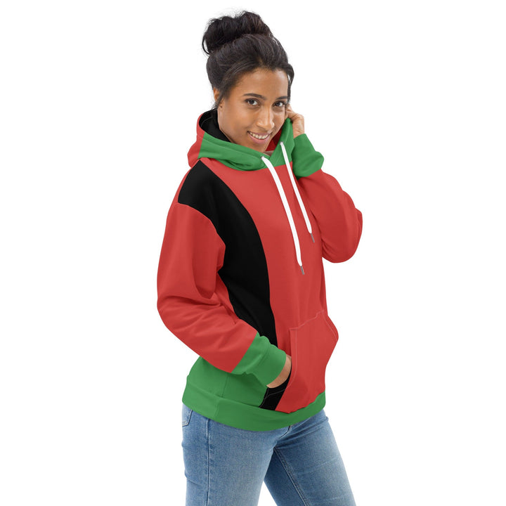 Womens Graphic Hoodie Black Red Green Stripped 4