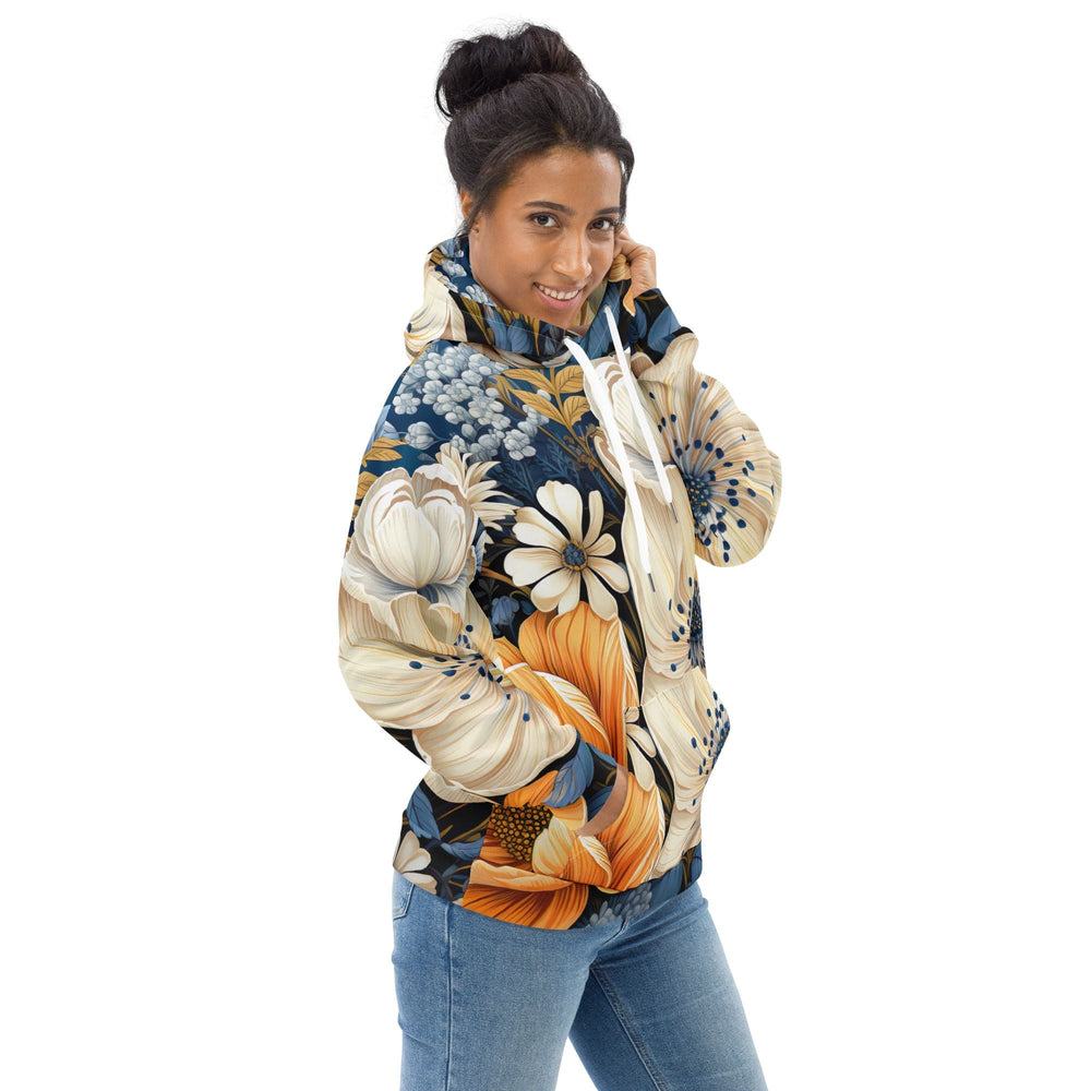 Womens Graphic Hoodie Floral Blue Print