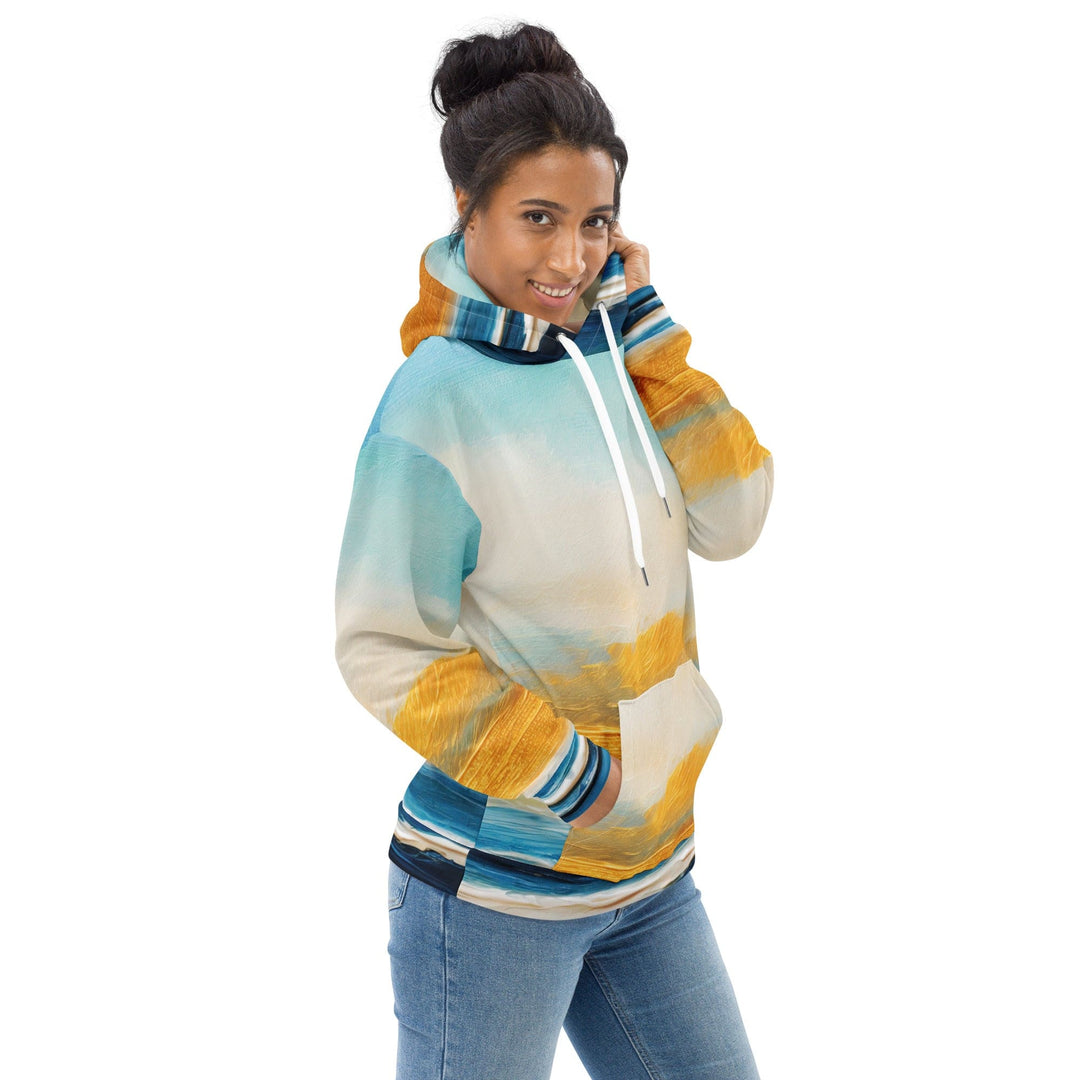 Womens Graphic Hoodie Blue Ocean Golden Sunset Print 4