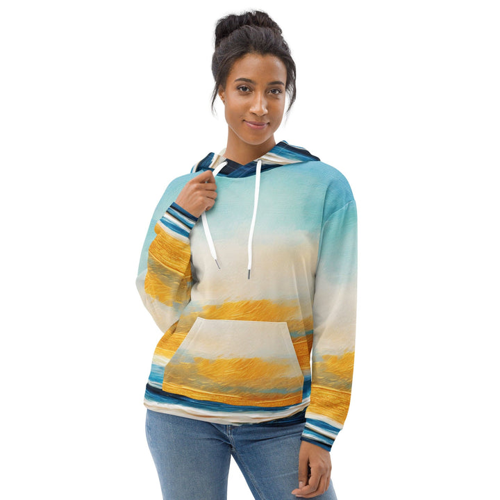 Womens Graphic Hoodie Blue Ocean Golden Sunset Print 4