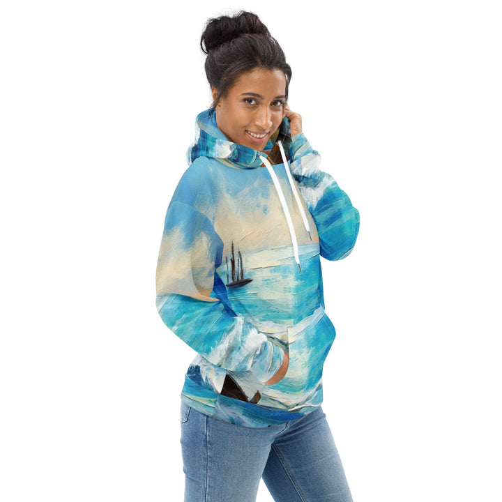 Womens Graphic Hoodie Blue Ocean Print