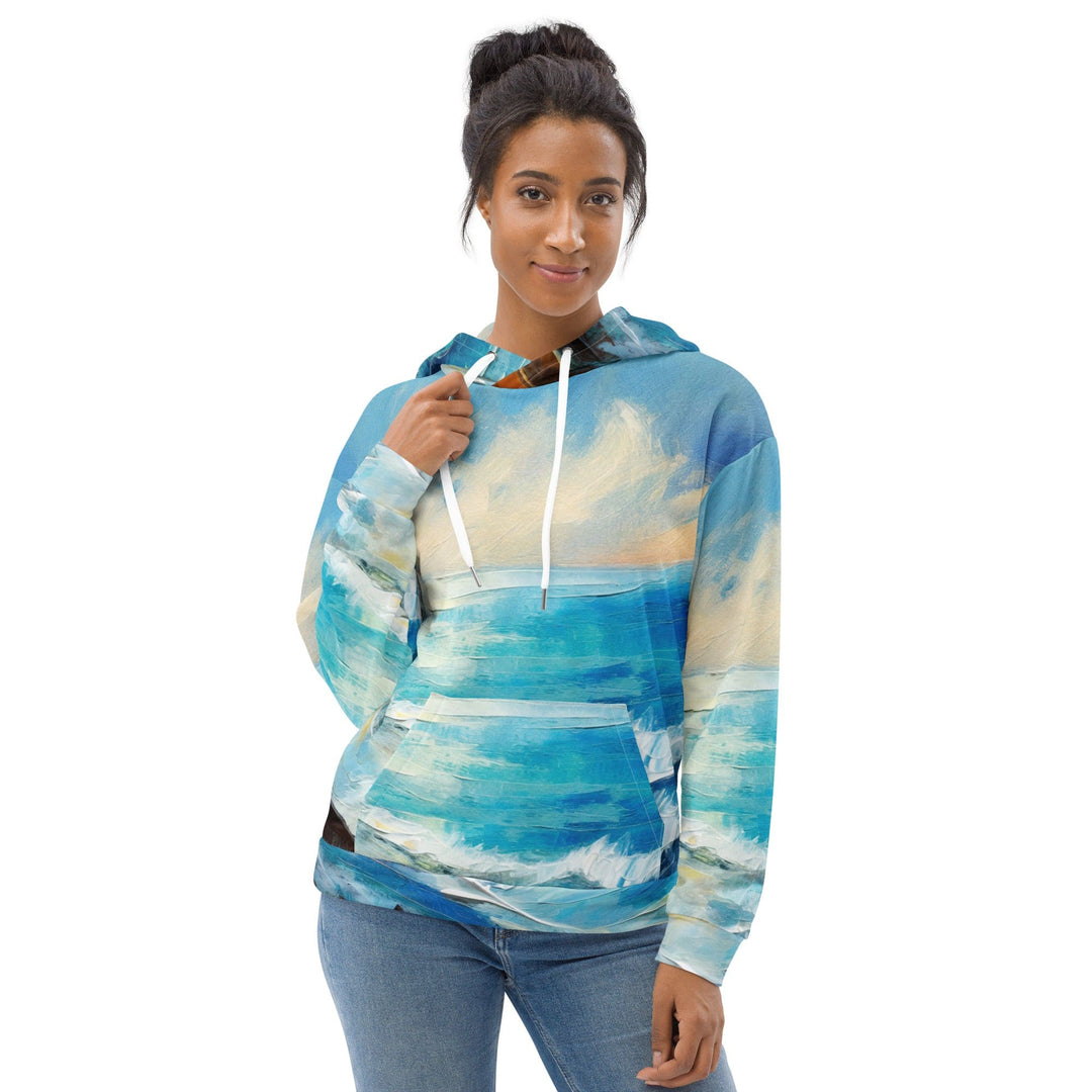 Womens Graphic Hoodie Blue Ocean Print