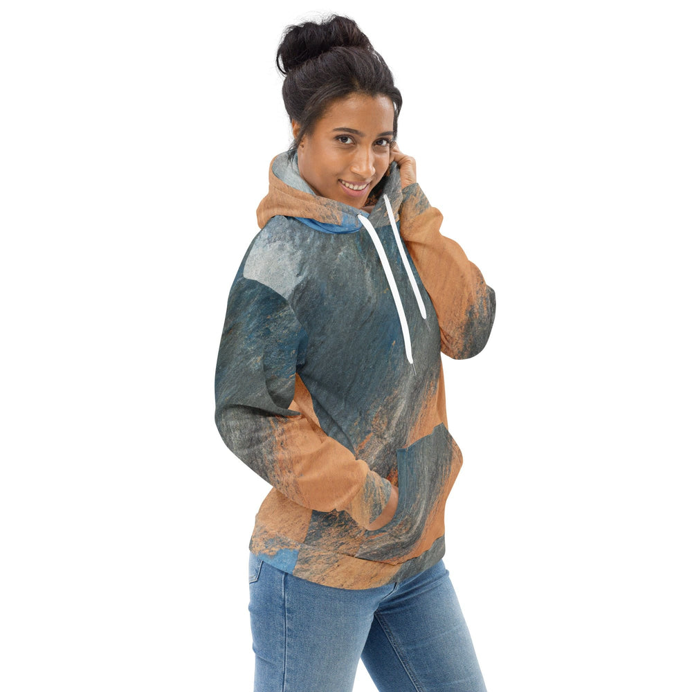 Womens Graphic Hoodie Blue Orange Abstract Pattern