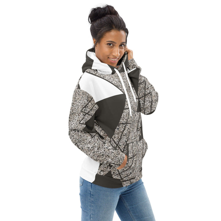 Womens Graphic Hoodie Brown and White Triangular Colorblock