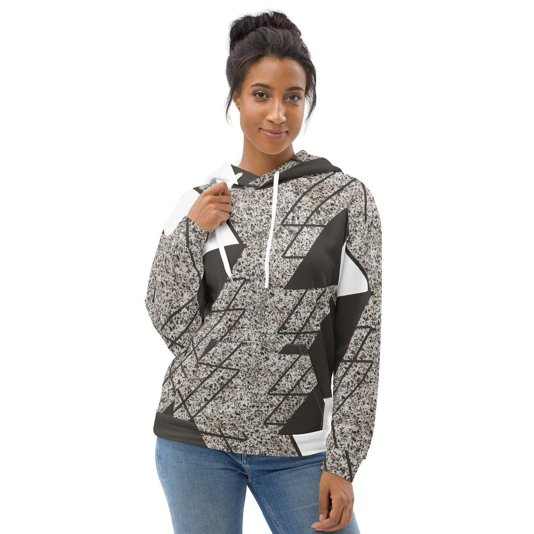 Womens Graphic Hoodie Brown and White Triangular Colorblock