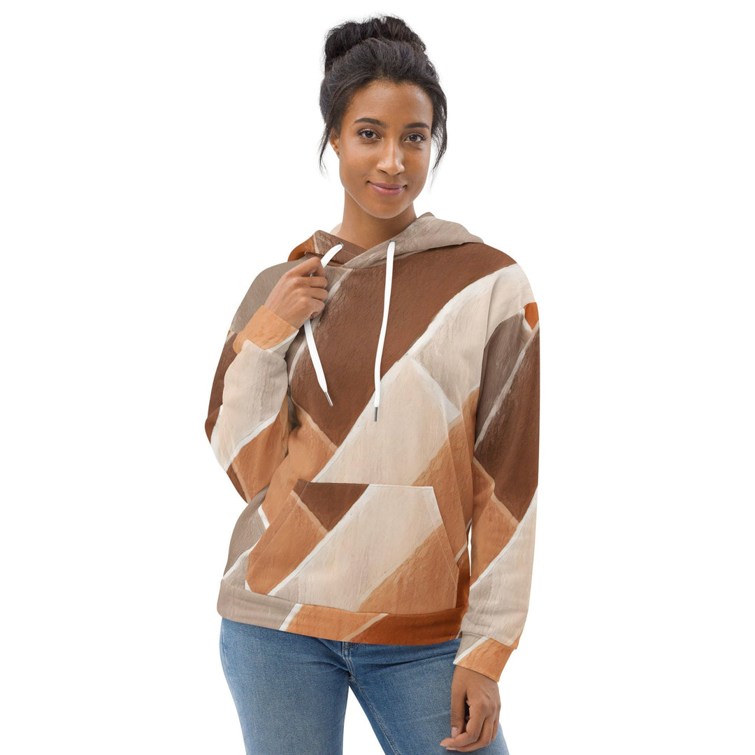 Womens Graphic Hoodie Brown Rustic Watercolors Print