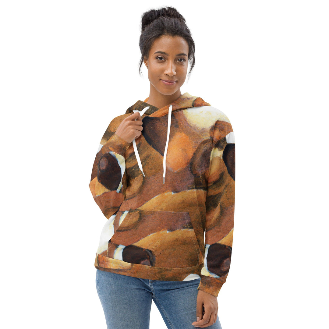 Womens Graphic Hoodie Brown White Stone Pattern