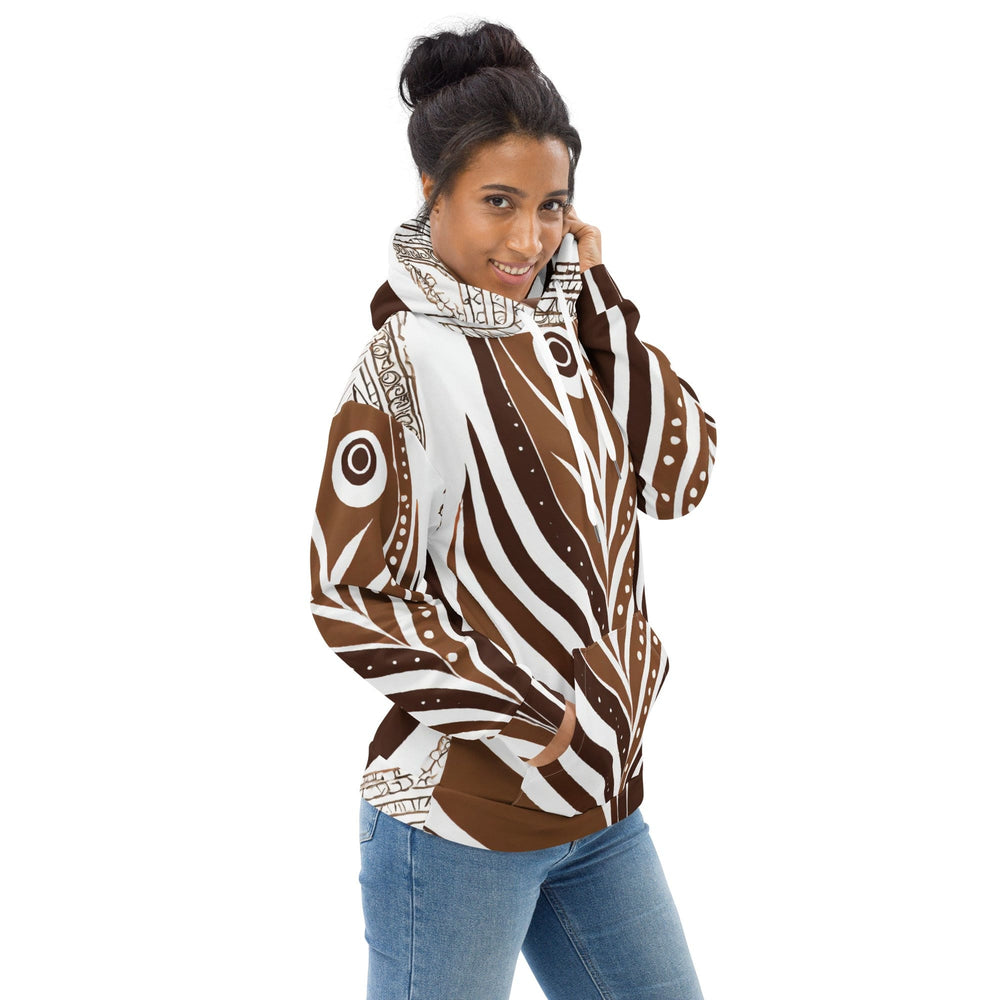 Womens Graphic Hoodie Brown Floral Lines 3