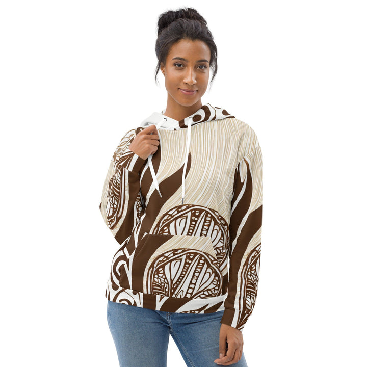 Womens Graphic Hoodie Brown Floral Lines