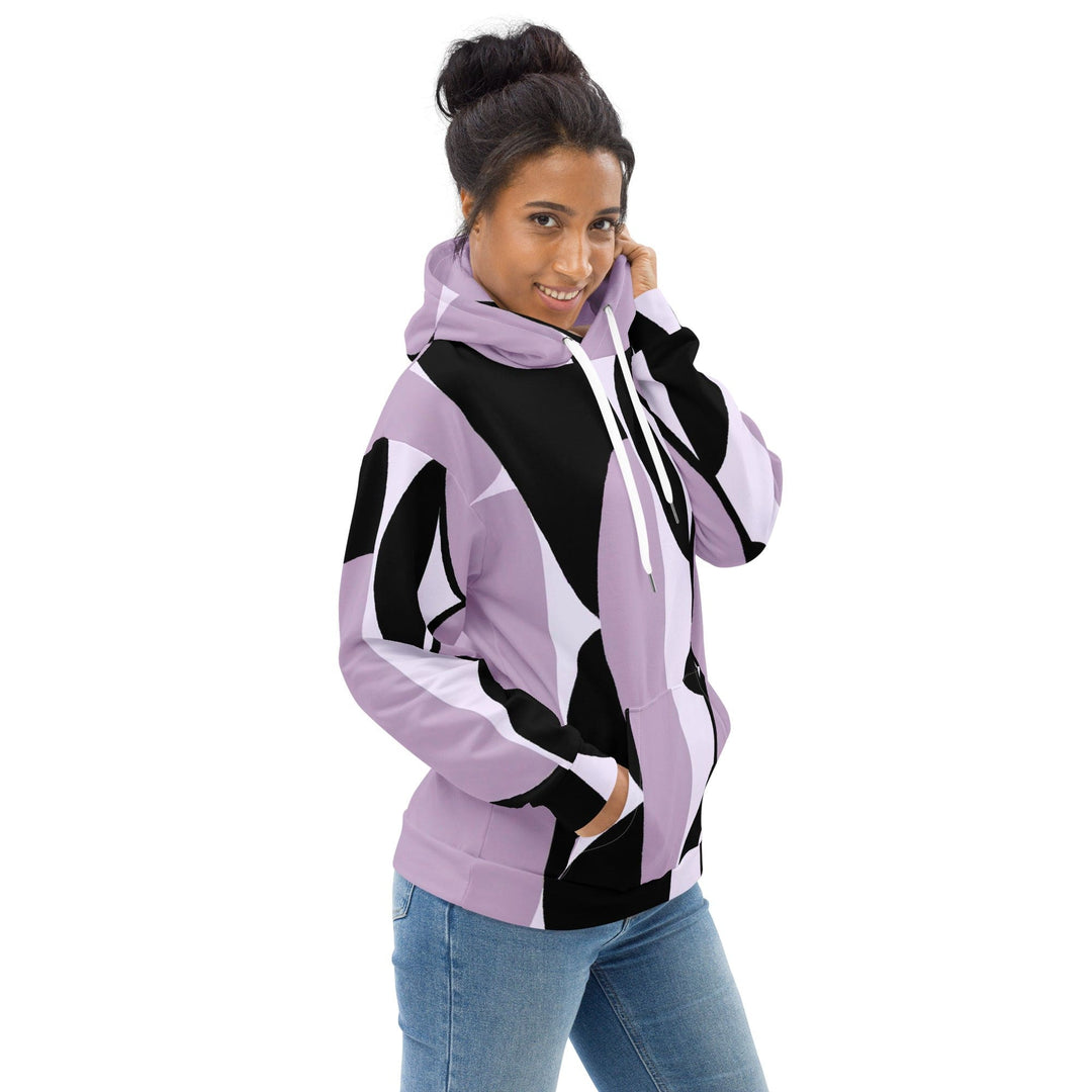 Womens Graphic Hoodie Geometric Lavender and Black Pattern 2