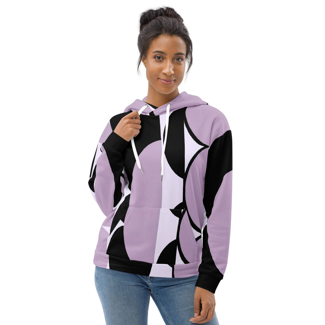 Womens Graphic Hoodie Geometric Lavender and Black Pattern 2