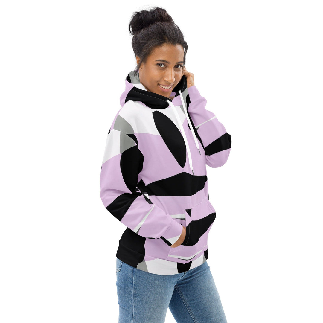 Womens Graphic Hoodie Geometric Lavender and Black Pattern