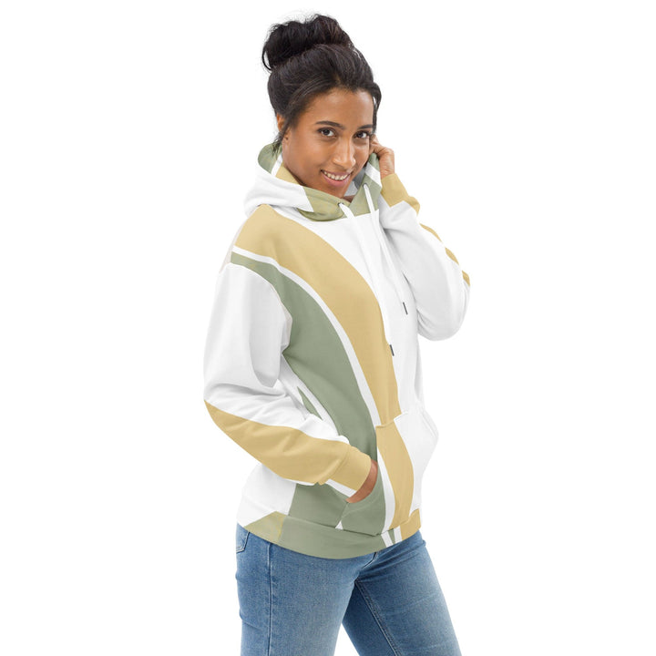 Womens Graphic Hoodie Green Abstract Geometric Pattern