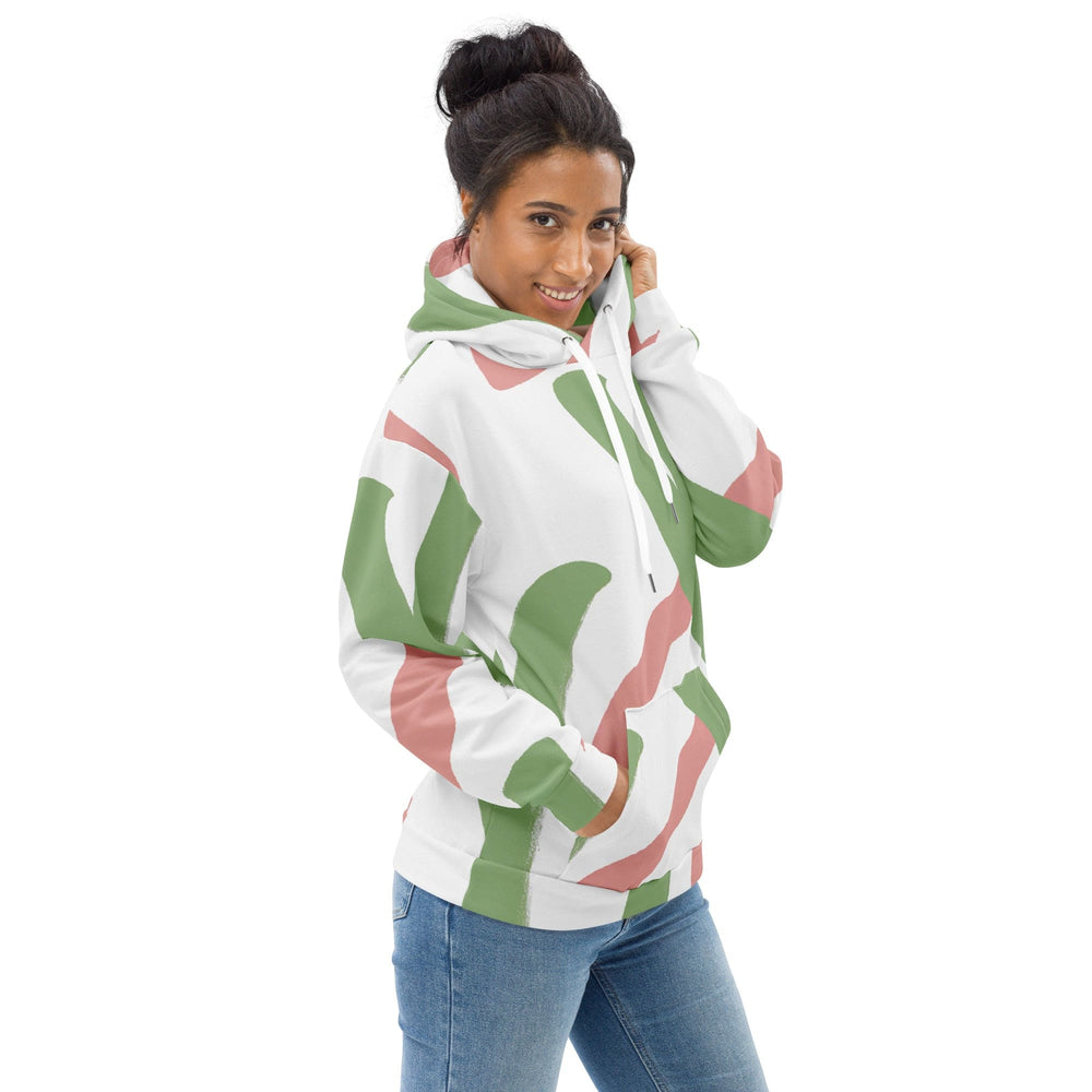 Womens Graphic Hoodie Green Mauve Abstract Brush Stroke Pattern