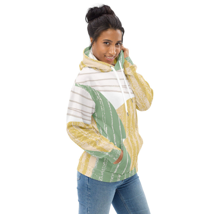 Womens Graphic Hoodie Green Textured Boho Pattern