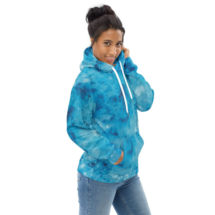 Womens Graphic Hoodie Blue Marble Print