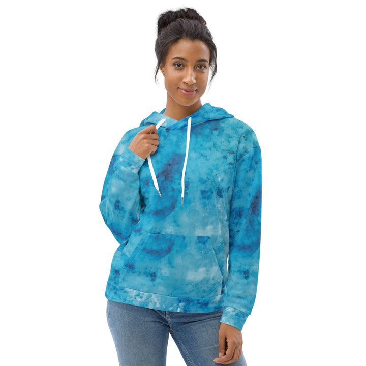 Womens Graphic Hoodie Blue Marble Print