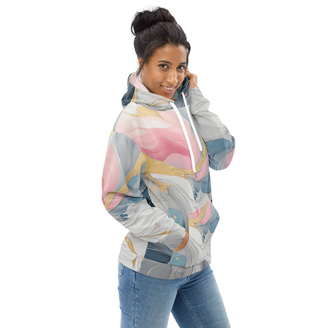 Womens Graphic Hoodie Marble Cloud of Grey Pink Blue 5522